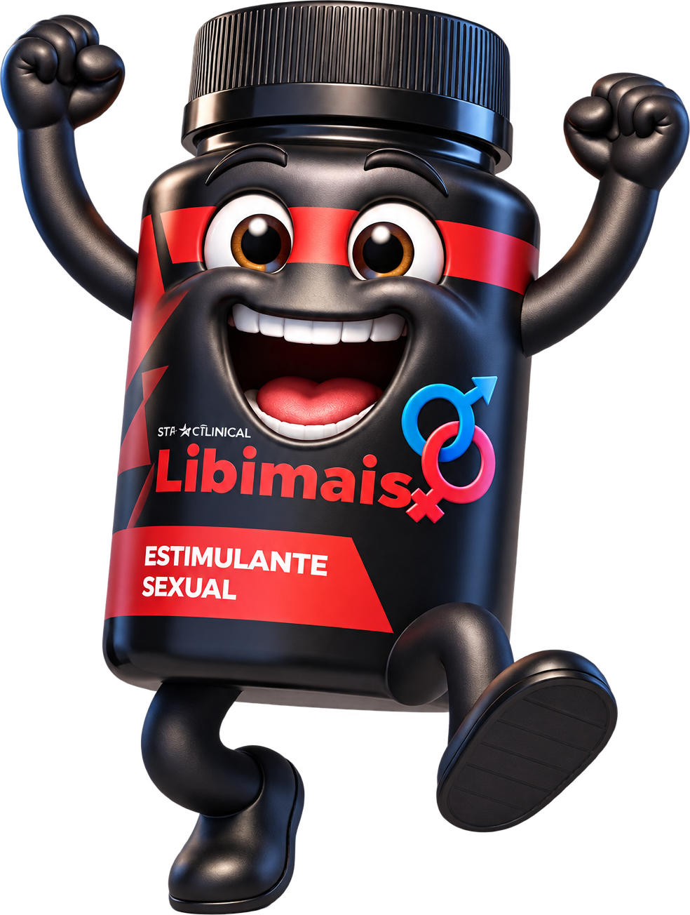 Mascote LIBIMAIS: frasco animado do suplemento